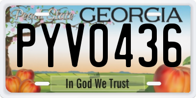 GA license plate PYV0436