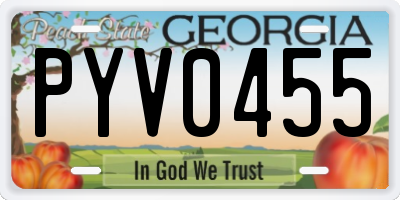 GA license plate PYV0455