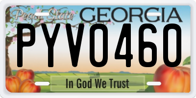 GA license plate PYV0460