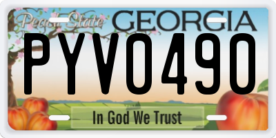 GA license plate PYV0490