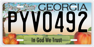 GA license plate PYV0492