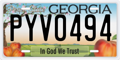 GA license plate PYV0494