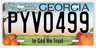 GA license plate PYV0499