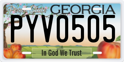 GA license plate PYV0505