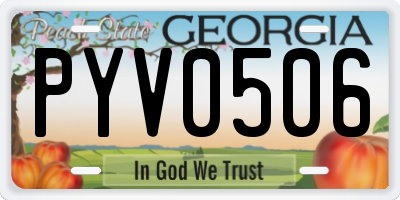 GA license plate PYV0506