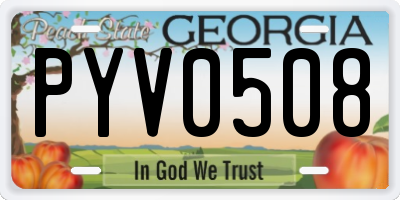 GA license plate PYV0508