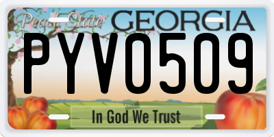 GA license plate PYV0509