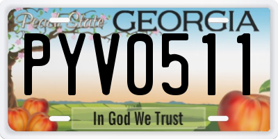 GA license plate PYV0511