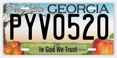 GA license plate PYV0520