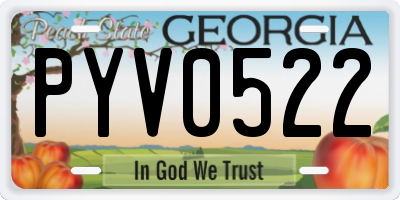 GA license plate PYV0522