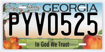 GA license plate PYV0525