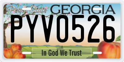 GA license plate PYV0526