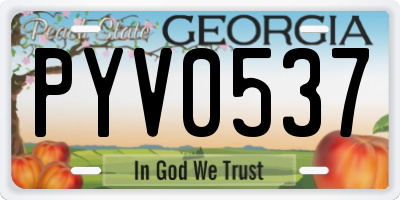 GA license plate PYV0537
