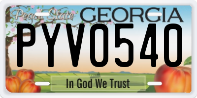 GA license plate PYV0540
