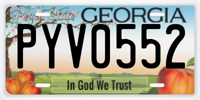 GA license plate PYV0552