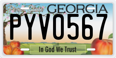 GA license plate PYV0567