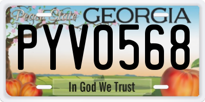 GA license plate PYV0568