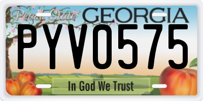 GA license plate PYV0575