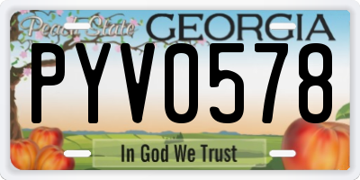 GA license plate PYV0578