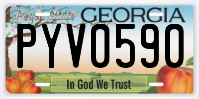 GA license plate PYV0590