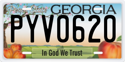 GA license plate PYV0620