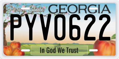 GA license plate PYV0622