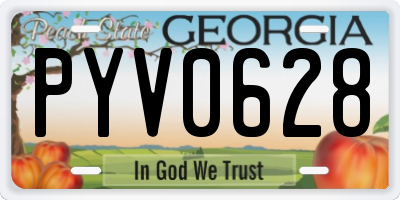 GA license plate PYV0628