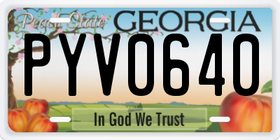 GA license plate PYV0640