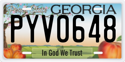 GA license plate PYV0648