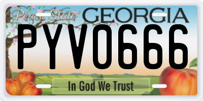 GA license plate PYV0666