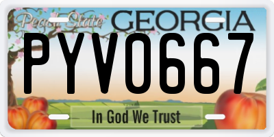 GA license plate PYV0667
