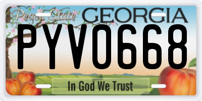 GA license plate PYV0668