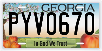 GA license plate PYV0670