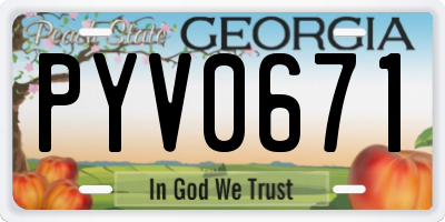 GA license plate PYV0671