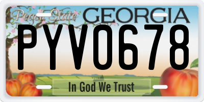 GA license plate PYV0678