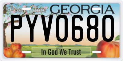 GA license plate PYV0680