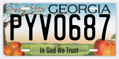 GA license plate PYV0687