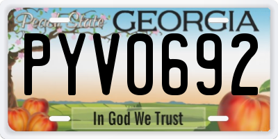 GA license plate PYV0692