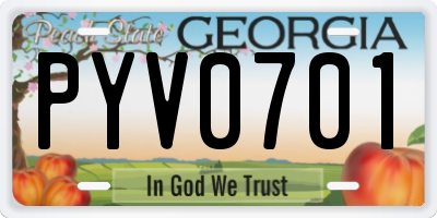 GA license plate PYV0701