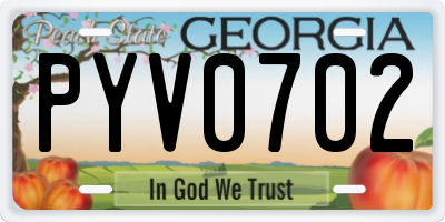 GA license plate PYV0702