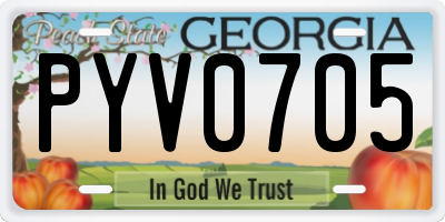 GA license plate PYV0705