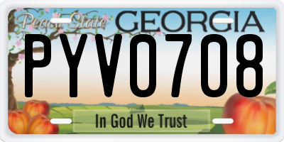 GA license plate PYV0708
