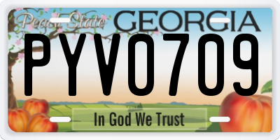 GA license plate PYV0709