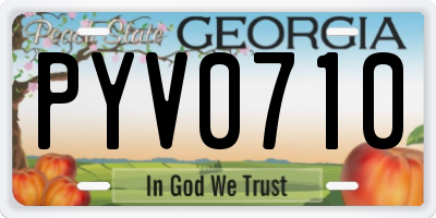 GA license plate PYV0710