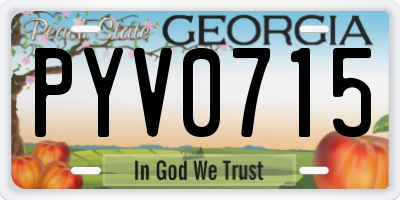 GA license plate PYV0715