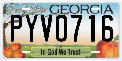 GA license plate PYV0716