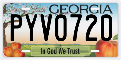 GA license plate PYV0720