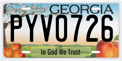 GA license plate PYV0726