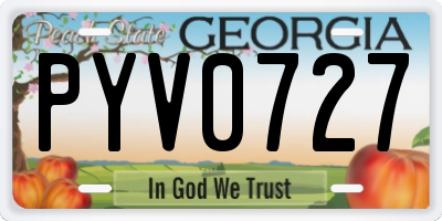 GA license plate PYV0727
