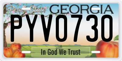GA license plate PYV0730